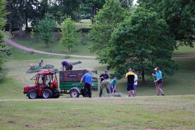 Žampach Arboretum - dolní park - sušení sena 2021