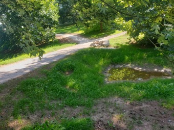 2023-09-07 Závlaha zprovozněna, nové cestičky dokončeny. Lavičky před dokončením.