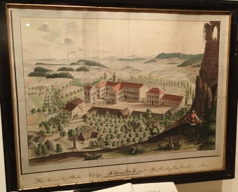 Zámecký areál Žampach - kolem roku 1840.