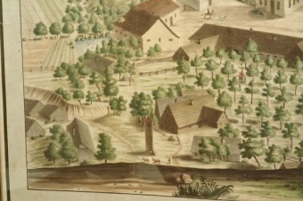 Zámecký areál Žampach - kolem roku 1840.