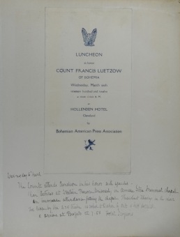 PŘEDNÁŠKOVÉ TURNÉ Františka Lützowa USA, 1912 (scan kroniky)