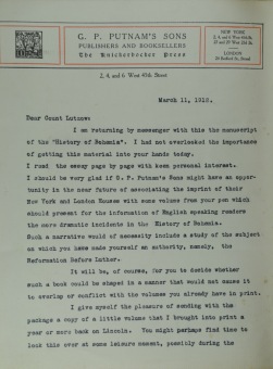 PŘEDNÁŠKOVÉ TURNÉ Františka Lützowa USA, 1912 (scan kroniky)